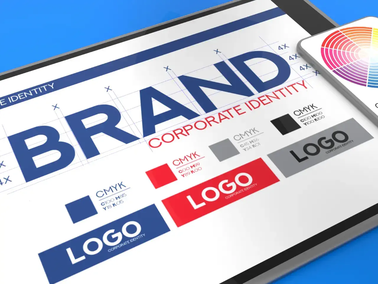 graphic showing brand and logo creation