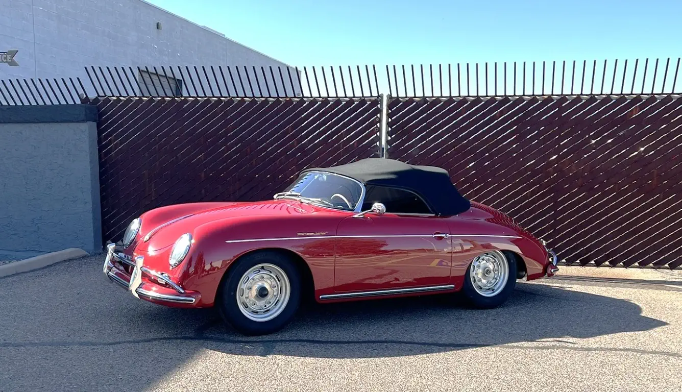 beautiful ruby red Porsche Speedster