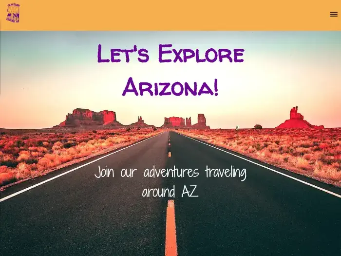 Landing page view of the Traveling Around AZ website