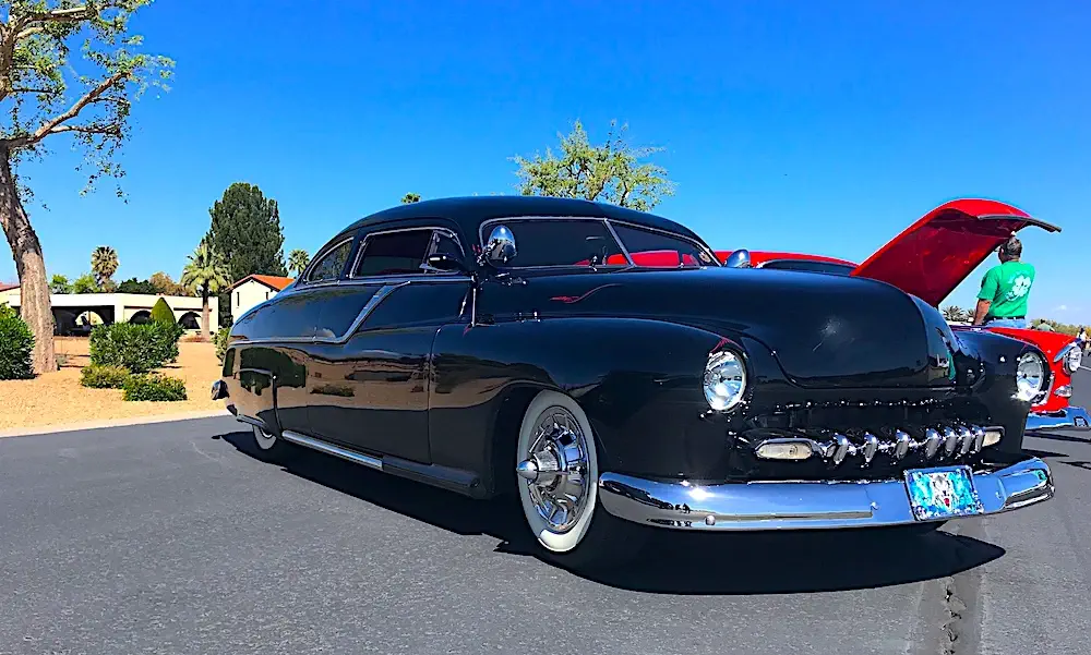 black custom old black car