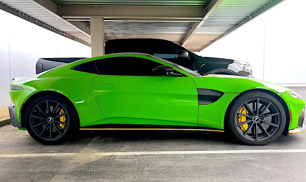 neon green Aston Martin sportscar